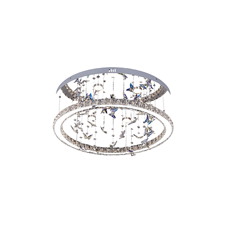 Plafon com Controle LED 72W 60cm Metal Cromado Sindora DCX02532