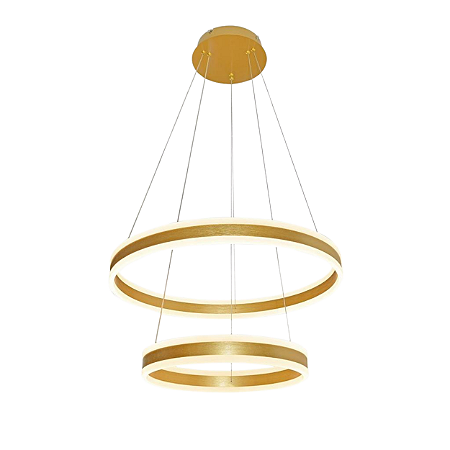 Pendente Luz Direta e Indireta LED 60x40cm Dourado Sindora DCD03002