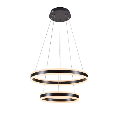 Pendente Luz Direta e Indireta LED 60x40cm Preto Sindora DCD03018