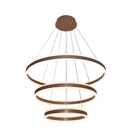 Pendente Luz Direta e Indireta LED 80x60x40cm Marrom Sindora DCD03003