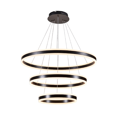 Pendente Luz Direta e Indireta LED 80x60x40cm Preto Sindora DCD03019