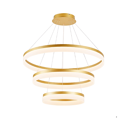 Pendente Luz Direta LED 113W 3000K 80x60x40cm Dourado Sindora DCD03005