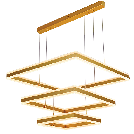 Pendente Luz Direta e Indireta LED 80x60x40cm Dourado Sindora DCD03048