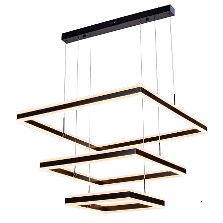 Pendente Luz Direta e Indireta LED 80x60x40cm Preto Sindora DCD03050