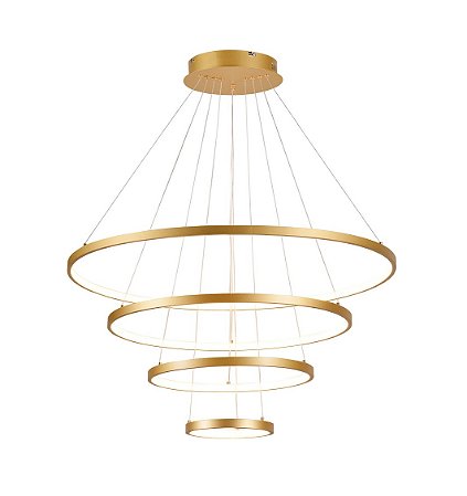 Pendente LED 127W 80x20cm Alumínio Dourado Sindora QD05313