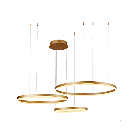 Pendente Luz Direta LED 80x60x40cm Alumínio Dourado Sindora QD05348