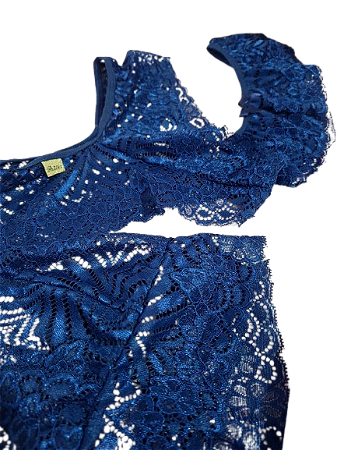 Lingerie azul rendada P