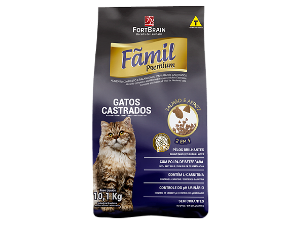 Fãmil Gatos Castrados 10,1 Kg Sabor Salmão e Arroz