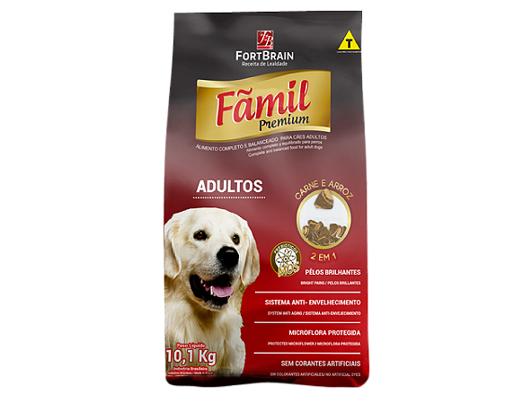 Fãmil Cães Adultos 15 Kg Sabor Carne e Arroz