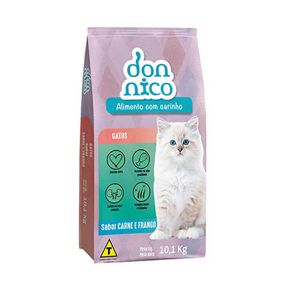 Ração Don Nico Gatos Adultos 10,1kg Sabor Carne e Frango