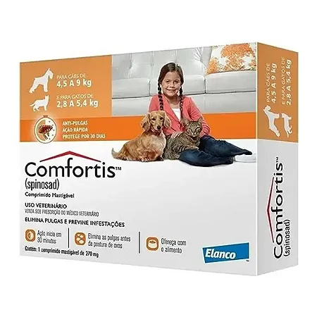 Antipulgas Comfortis 270mg - Para cães de 4,5 a 9kg e Para gatos de 2,8 a 5,4kg