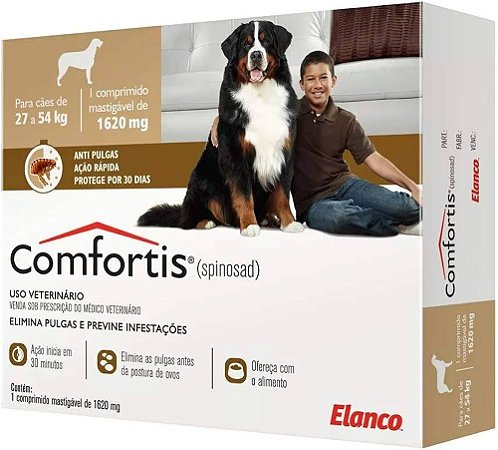 Antipulgas Comfortis 1620mg - Para cães de 27 a 54kg