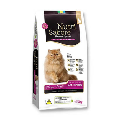 Ração Nutri Sabore Premium Especial Gato Castrado 10,1kg Sabor Frango e Cereais