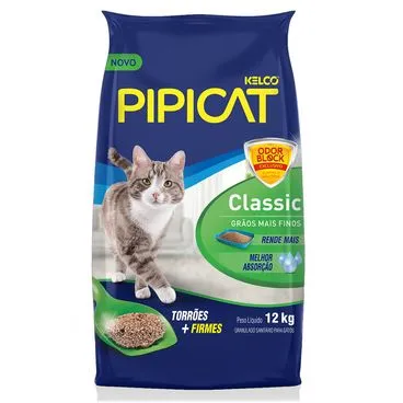 Areia Pipicat Classic Para Gatos 12Kg