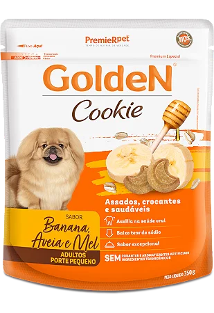Golden Cookie Para Cães Adultos Porte Pequeno Sabor Banana, Aveia e Mel