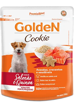 Golden Cookie Para Cães Adultos Pequeno Porte Sabor Salmão e Quinoa