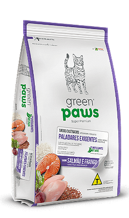 Green Paws Gatos Castrado Paladares Exigentes 10Kg Sabor Salmão e Frango