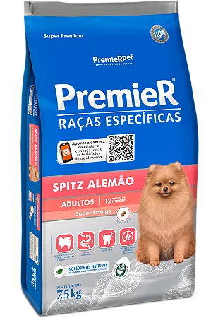 PremieR Raças Específicas Spitz Alemão Adulto Porte Pequeno 7,5Kg Sabor Frango