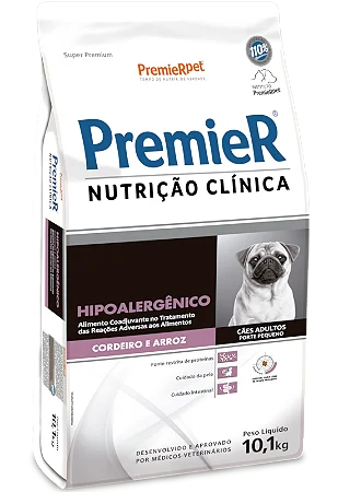 PremieR Nutrição Clínica Cães Adultos Hipoalergênico 2Kg Porte Pequeno Sabor Cordeiro e Arroz