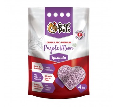 Areia Higiênica Great Pets Bentonita Premium Lavanda para gatos 4kg