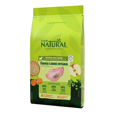 Ração Guabi Natutal Cão Sênior Mini e Pequeno 2,5kg - Sabor Frango e Arroz Integral