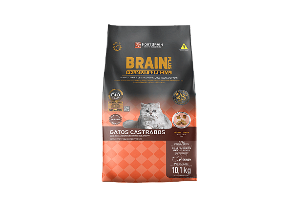 Ração Brain Plus Hairball Gato Castrado 10,1kg - Sabor Carne