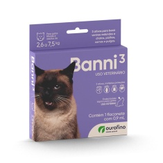 Endectocida tópico para gatos - Contra Vermes, Piolhos, Sarna e Pulga 0,9mL cada Para Gatos de 2,6 a 7,5kg - Embalagem com 3 pipetas
