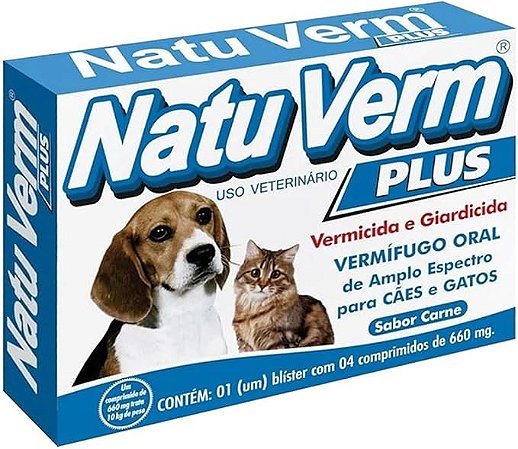 Vermífugo Oral de Amplo Espectro Para Cães e Gatos - Embalagem com 4 comprimidos de 660mg cada