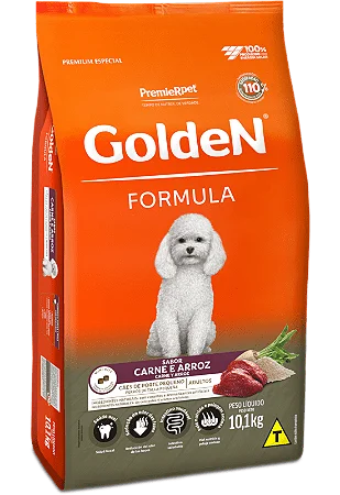 Golden Cães Adultos Porte Pequeno 15Kg Sabor Carne e Arroz