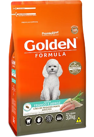 Golden Cães Adultos Porte Pequeno 10,1Kg Sabor Frango e Arroz