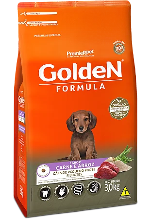 Golden Cães Filhotes Porte Pequeno 10,1Kg Sabor Carne e Arroz