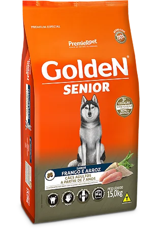 Golden Cães Adultos Sênior 15Kg Sabor Frango e Arroz
