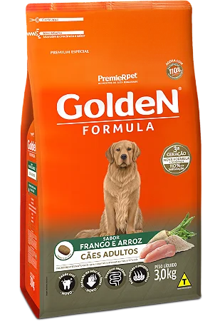 Golden Cães Adultos 15Kg Sabor Frango e Arroz