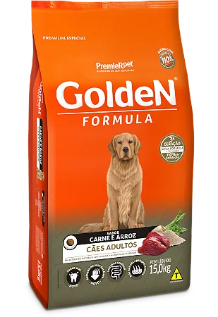 Golden Cães Adultos 15Kg Sabor Carne e Arroz