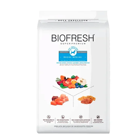 Biofresh Cão Adulto Castrado Raças Médias 10,1kg - Sabor Mix de Carnes, Frutas e Vegetais