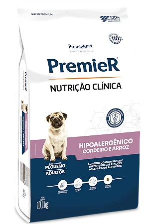 PremieR Nutrição Clínica Cães Adultos Hipoalergênico 10,1Kg Porte Pequeno Sabor Cordeiro e Arroz