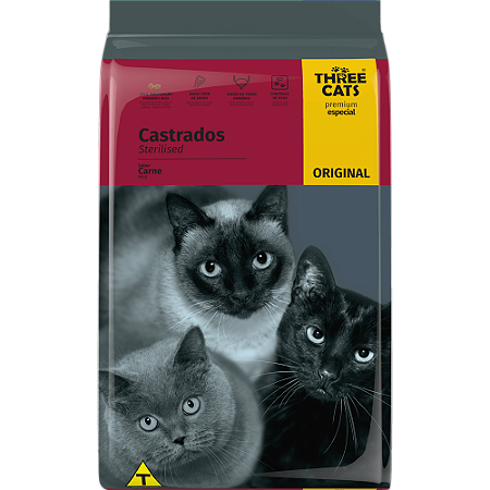 Three Cats Gatos Adultos Castrados 10,1Kg Sabor Carne