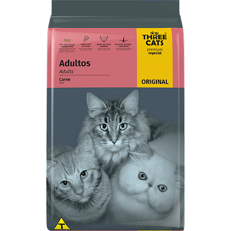 Three Cats Gatos Adultos 10,1Kg Sabor Carne