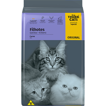 Three Cats Gatos Filhotes 10,1Kg Sabor Carne