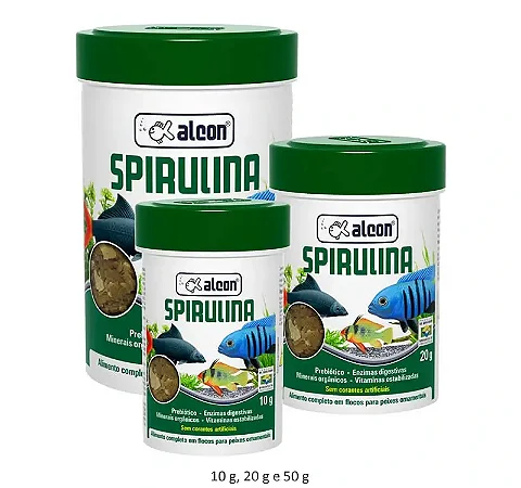 Alcon Spirulina -10g Alimento completo em flocos para peixes ornamentais