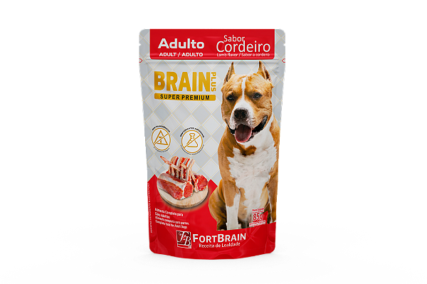 Sachê para Cães Adultos Porte Médio e Grande Brain Plus Super Premium 85g - Sabor Cordeiro