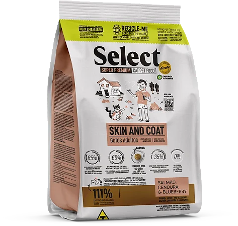 Ração Select By Monello Skin and Coat – Gatos Adultos 1,5kg