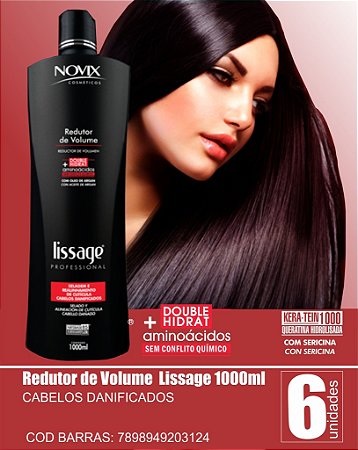 REDUTOR DE VOLUME NOVIX LISSAGE 1000ML  CABELOS DANIFICADOS - KIT 6 UNIDADES