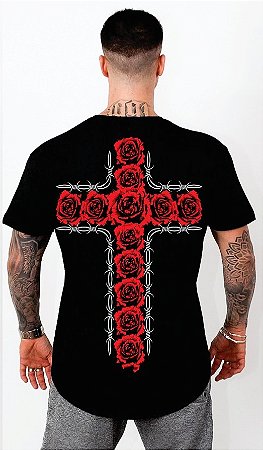 CAMISETA CROSS OF FLOWERS - PRETA