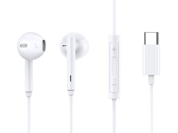 Fone de Ouvido Branco com Fio Tipo-C