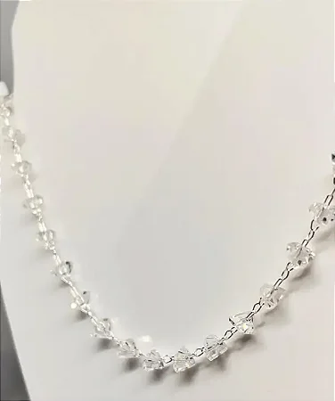 Choker cristais transparentes banhada a prata