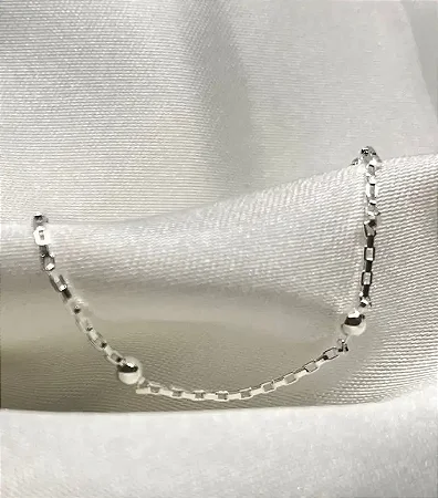 Pulseira veneziana tijolinho + bolinhas banhada a prata