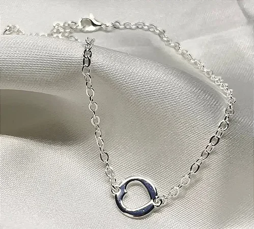 Tornozeleira medalha coração cravejado