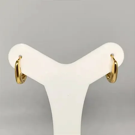 Argolinha quadrada boleada fina banhada a ouro