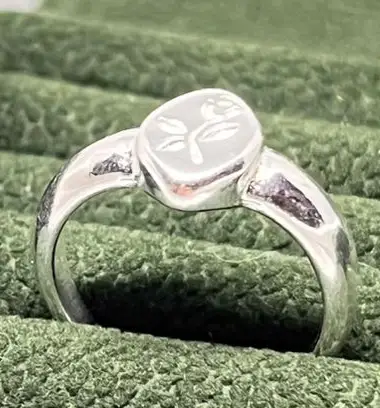 Anel regulável oval rosa banhado a prata